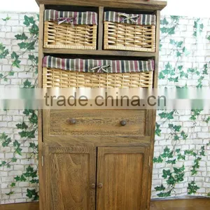 Wooden Cabinet With Wicker Drawers/wooden Cabinet With Multi Drawers/bedroom Cabinet and Drawers thumbnail-1
