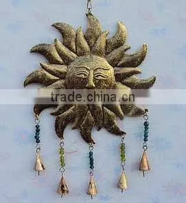 Decorative Sun Moon Bell Hangings, Decorative Cast Iron Hanging Bells, Antique Hanging Bells, Indian Art Hanging Bells, thumbnail-1