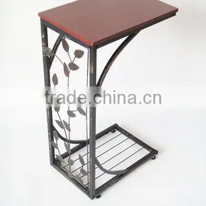 RH-4424 Metal Accent Wooden Table Vine Leaf Design Modern Sofa Side Table thumbnail-2