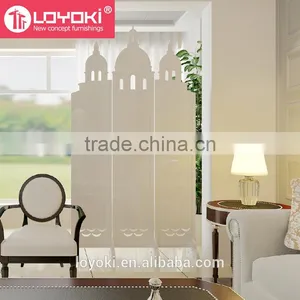 New Design Castle Shape Room Divider Mdf Wood With Carving Flower 3 Panel ROOM DIVIDER thumbnail-3