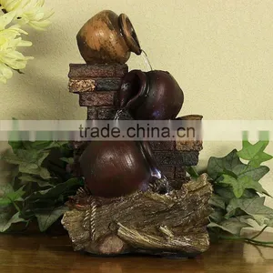 Rustic Brick Wall and Jugs Tabletop Fountain With LED Light thumbnail-1