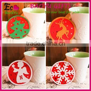 New Year Gifts Colorful Round Christmas Cartoon Fabric Coaster Wholesale thumbnail-1