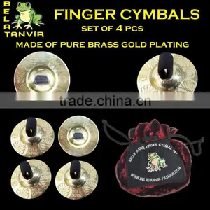 Belly Dance Finger Cymbals / Zills Set of 4 PCs With Pouch thumbnail-1