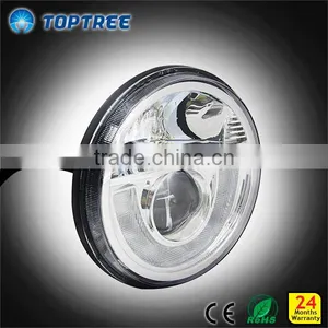 7" Round LED Headlamps Motorcycle Led Projector Headlights DRL 9-33V thumbnail-1