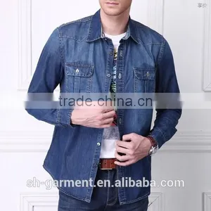 Mens Blue Denimshirt With Chest Pocket N02 thumbnail-3