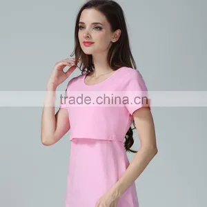 Wild Short Sleeve Nursing Clothes Small Fresh Breastfeeding Clothing Cotton Maternity Mother Outdoor Tops thumbnail-1