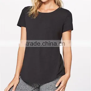 Blank Ladies Curved Hem 100% Brushed Cotton Lycra T-shirt thumbnail-2