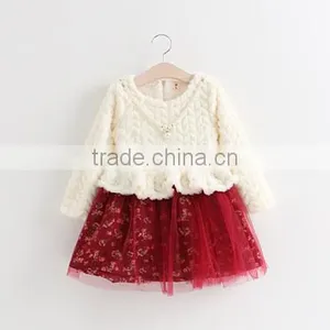 Winter Beautiful Splicing Dress Colors Children Baby Ruffle Princess Girls Tutu Dress thumbnail-1