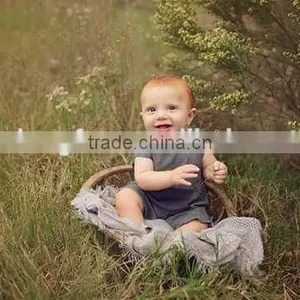 Baby Bodysuit Cake Smash Boy Outfit Soft Plain Baby Rompers thumbnail-1