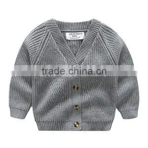 S33461W Boy Sweaters Pure Color 100% Cotton Knitted Pullover Sweaters thumbnail-2