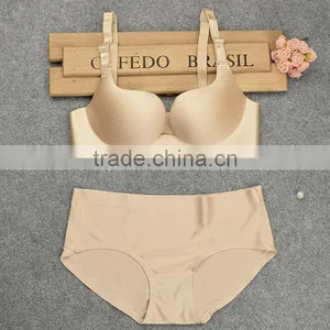 3/4 Cup Nylon Bra and Panties Set, Different Size for Choice & Breathable & Seamless, Solid, More Colors for Choice, Sold By Set thumbnail-4