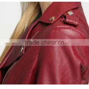 2017 Latest Designs Lady Casual Fashion Women Leather Jacket for Wholesale Winter Coat Leather thumbnail-5