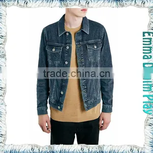 Euro Fashion Classic Casual Long Sleeve Dark Grey Men's Denim Jacket thumbnail-1