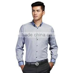Double Collar Shirt With Woven Tape Decoration Cuff Check Design Non Iron Shirt thumbnail-2