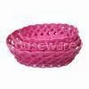 Oval Storage Basket in Pink, Made of Plastic Rattan, Used for Packing and Storage thumbnail-1
