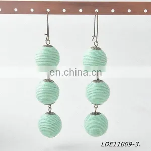 2017 Bon Bon Style Thread Wrapped Ball Drop Earrings thumbnail-6