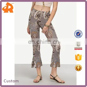 High Quality Custom Pants Wholesale Multicolor Tribal Print Flare Trousers New Style thumbnail-1