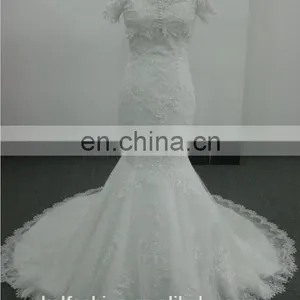 EBX-130 Off Shoulder Detachable Coat Lace Wedding Dress thumbnail-1