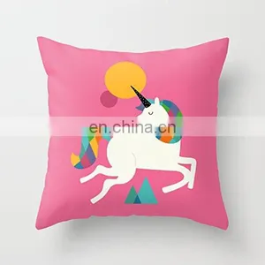 18 X 18 Inches Animal Pillow Case Cover Home Decor Square Linen Printed Waist Throw Unicorn Design Cushion Cover Wholesale thumbnail-3