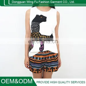 China Wholesale Casual Panther Printed Short Sleeve Shorts thumbnail-1