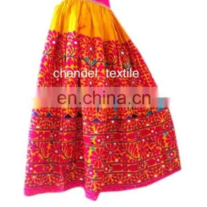 Banjara SkirtVINTAGE Skirt Rabari Collectible Banjara Belly Dance Kuchi Ethnic PINK Color With Multi Color EMBROIDERY Skirts thumbnail-6