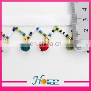 Wholesale Beaded Tassel Fringe Trim Indian Pom Pom Trim for Clothing thumbnail-4