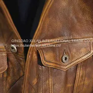 2021NEW FASHION WASHED MEN'S GENUINE COWSKIN LEATHER JACKET FACTORY HOT SALE thumbnail-2