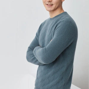 Men′s Casual Pullover  Breathable Anti-shrink Gray Cashmere Sweater thumbnail-4