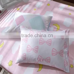 Cute Girls Bedding Set Pink Bow Printed Kids Comforter Cover Sets Eco-friendly Children Quilt Cover Set thumbnail-4