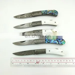 Handmade Exquisite Shell Handle Backlock Damascus Folding Gift Knife thumbnail-2