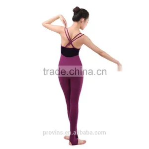 Velvet Double Straps Ballet Camisole Leotards With Pants, Ballet Costumes Unitards thumbnail-2