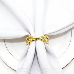 Spot Simple Style Bamboo Metal Golden Buckle Napkin Ring For Event Decoration thumbnail-3