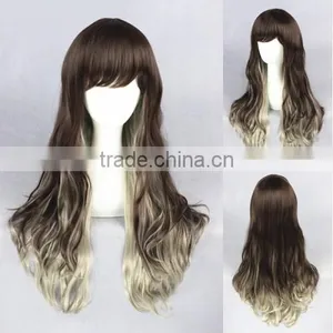 High Quality 65cm Medium Long Wave Brown&Gray Color Mixed Lolita Wig Synthetic Anime Wig Cosplay Hair Wig Party Wig thumbnail-1
