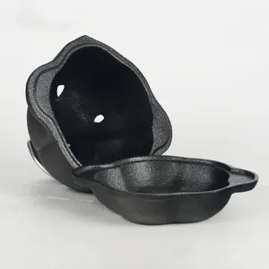 Cast Iron Garlic Roaster Thickened BBQ Roasted Garlic Orange Chestnut Pot Outdoor Barbecue Uncoated Iron Stew Pot thumbnail-1