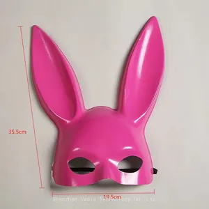 New Sexy Half Face Masks - Black White Bunny Ears for Nightclub Masquerade thumbnail-3