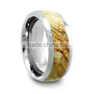 Men's Domed Tungsten Star Jasper Band, New Design Tungsten Ring for Men thumbnail-1
