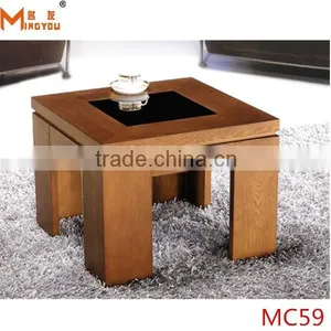 Solid Wood Glass Center Coffee Table thumbnail-1
