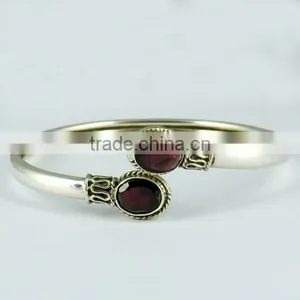 Garnet !! Flexible 925 Sterling Silver Bracelets thumbnail-1