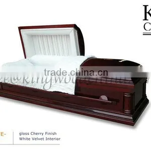 Long Life Cherry Solid Wood Casket Flat Pack Christian Coffin thumbnail-1