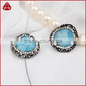Natural Aquamarine Stone Beads With Ziron Micro Side Faceted Beads Inlaid Pave With Opal & Black Spinel Zircon thumbnail-4