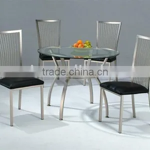 Modern Dining Set/ Glass Dining Table and Black Sofa Dining Chair thumbnail-1