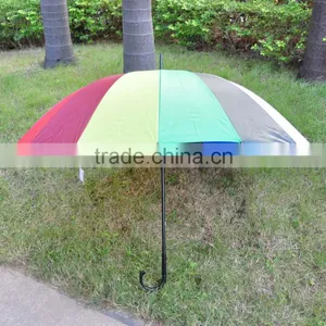 16ribs Fashion High Quality Auto Open Promotional Custom Windproof Rainbow Umbrella Regenschirm Bunt thumbnail-1