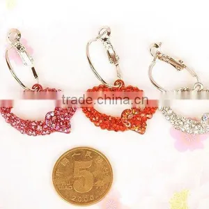 Hoop Earrings With Red Lips thumbnail-1
