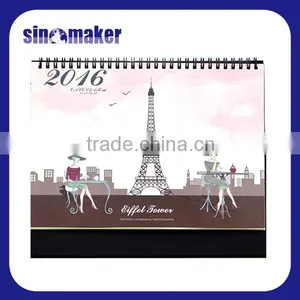 Double Metal Spiral Cheap Wholesale Stand Triangle Desk Calendar thumbnail-1