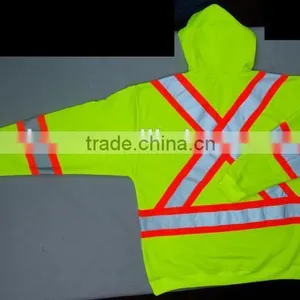 Hi-vis Long Sleeves Fashion Reflective Sports Hoodie Shirts Single Polar Fleece Safety Clothing thumbnail-2