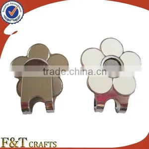 New Design Flower Shaped Glitter Enamel Custom Metal Golf Magnet Hat Clip thumbnail-2