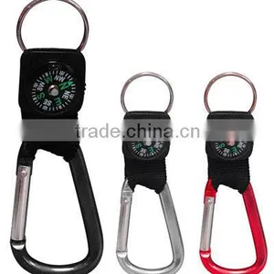 TC-456 Mini Aluminum Pear Shape Camping Carabiner With Keychain And Compass thumbnail-1