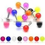 Mixed Color 14G 18mm STEEL Bar Tongue Barbell Rings thumbnail-1