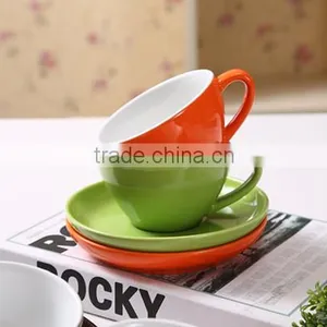 Color Glaze Porcelain Coffee Cup With Saucer thumbnail-3