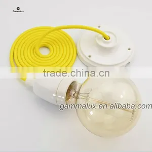 Ceramic Lamp Holder With Colour Cord and Ceiling Rose,Electric Lamp Holder thumbnail-1